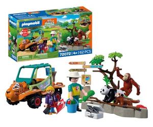 PLAYMOBIL | Animals & Friends | Zoo Vehículo del Cuidador | Vehículo con diseño de Cabeza de Tigre y 3 Animales | Juguete Infantil a Partir de 4 años | 72072