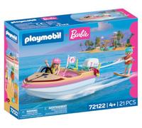 PLAYMOBIL Barco de aventura Barbie | lancha rápida con Barbie & Ken | Wakeboard & Snorkel Action para niños | Malibu Sensación de verano y aventuras acuáticas | Juego creativo para niños a partir de 4