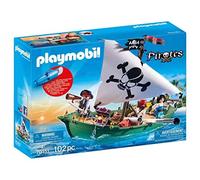 PLAYMOBIL Barco Pirata con Motor Submarino 70151, Carbón