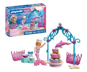 PLAYMOBIL Boda bajo el agua de Fantasía y Magia con buffet de 3 niveles, pastel y horquillas de pelo de coral, juguete para niños a partir de 4 años, 72108