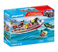 PLAYMOBIL - BOTE DE BOMBEROS CON MOTO ACUÁTICA, 71464, TIENDA CON LICENCIA OFICIAL
