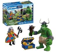 PLAYMOBIL Caballeros | Troll con Tesoro de Caballero de león | Figura de trol con maza móvil y Cofre del Tesoro | Juguete de Caballero para niños a Partir de 4 años | 72116