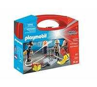 PLAYMOBIL City Action 5651 Maletín Bomberos con Bomba de Agua Real, A Partir de 4 años