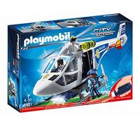 PLAYMOBIL City Action 6921 Helicóptero de Policía con Luces LED, A Partir de 4 años