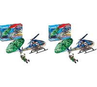 PLAYMOBIL City Action 70569 Helicóptero de la policía, persecución en paracaídas, para niños de 4 a 10 años (Paquete de 2)