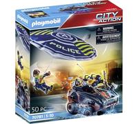 PLAYMOBIL City Action 70781 Paracaídas de policía, Persecución del Vehículo Anfibio, Flotante, Juguetes para niños a Partir de 5 años