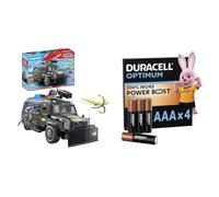 PLAYMOBIL City Action 71144 Fuerzas Especiales Vehículo Todoterreno, con luz y Sonido, Juguetes para niños a Partir de 5 años + Duracell Optimum Pack de 4 AAA