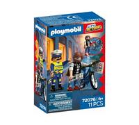 PLAYMOBIL City Action 72076 - Juego de Figuras de policía y ladrón con Bicicleta, 11 Piezas, a Partir de 4 años