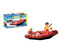 PLAYMOBIL | City Action | Barco de Rescate | Lancha neumática con Motor fueraborda, Salvavidas y Equipo de Rescate acuático | para niños a Partir de 4 años | 72280
