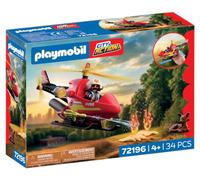 PLAYMOBIL | City Action | Helicóptero de Bomberos | Helicóptero de Emergencia con función de Chorro de Agua, piloto y Accesorios de Rescate | para niños a Partir de 4 años | 72196