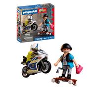 PLAYMOBIL City Action: Persecución policial en Moto | Un policía persigue a un ladrón en una patineta | Fomenta la Creatividad | Juguete Infantil para niños a Partir de 4 años | 72079