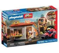 PLAYMOBIL | City Action | Quad de Bomberos con Puesto de Hamburguesas | Quad de Emergencia con Lanza de Agua, Puesto de Comida en Llamas y Accesorios | A Partir de 4 años | 72195