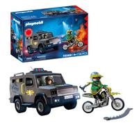 PLAYMOBIL City Action Vehículo SWAT | con Agente de policía, Motocicleta de Delincuente y Banda de púas | Juguete Infantil a Partir de 4 años | 72066