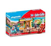 PLAYMOBIL City Life 70336 Pizzería con terraza, con Efectos de luz, A Partir de 4 años