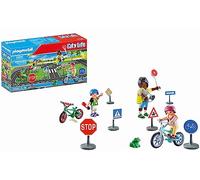 PLAYMOBIL City Life 71332 Educación Vial, Curso de Bicicletas, Bicicletas señales de tráfico y más, Juguetes para niños a Partir de 4 años