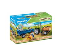 PLAYMOBIL Country 71249 Tractor con Remolque Incl, Cajas de Transporte, Tractor Verde para la Granja ecológica, Juguete sostenible para niños a Partir de 4 años