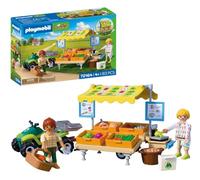 PLAYMOBIL | Country | Puesto de Mercado | Puesto de Venta móvil con Quad, Productos Frescos y numerosos Accesorios | para niños a Partir de 4 años | 72164