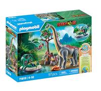PLAYMOBIL | Dinos | Encuentro con el Brachiosaurus y Aerodeslizador | Set de Juego de Dinosaurios | Aventura de Dinosaurios para niños y niñas a Partir de 4 años | 71819