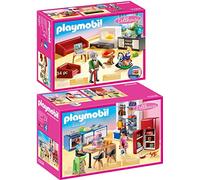 PLAYMOBIL® Dollhouse Juego de 2 Piezas 70206 70207 Cocina + Salón