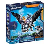 PLAYMOBIL DreamWorks Dragons 71081 Dragons, The Nine Realms Thunder y Tom, Dragón de Juguete con función de Disparo, a Partir de 4 años