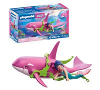 PLAYMOBIL Fantasy & Magic | Orca con Sirena | Orca Grande con Pulsera de Algas Marinas portátil | Juguete para niños a Partir de 4 años | 72106