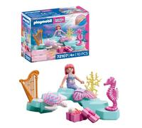 PLAYMOBIL Fantasy & Magic | Sirena con regalo | Juego de boda submarina con arpa, anillo y criaturas marinas | Para niños a partir de 4 años | 72107