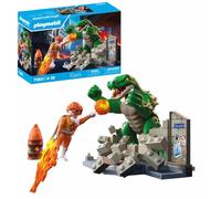 PLAYMOBIL | Heroes | Enfrentamiento con el Lagarto Gigante | Juguete a Partir de 4 años | Regalo para niños | Set de acción emocionante | con Lagarto Gigante articulado y Muro rompible | 71831