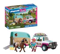 PLAYMOBIL | I Love Horses | Todoterreno con Remolque para Caballos | Set de Transporte con amazona, Caballo, Accesorios y rampa móvil | para niños a Partir de 4 años | 72129