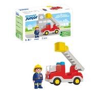 PLAYMOBIL Junior 71683 Camión de Bombero, con Escalera Extensible y Bombero, Juguete sostenible Hecho de plásticos a Base de Plantas, Juguetes para niños y niñas a Partir de 1 año