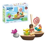 PLAYMOBIL Junior & Disney 71459 Catamarán de Vaiana, con Flores flotantes y un Gallo, Juguete sostenible Hecho de plásticos a Base de Plantas, Juguetes para niños y niñas a Partir de 1 año