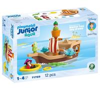 PLAYMOBIL Junior & Disney, Peter Pans Pirata Barco, Juguete sostenible a Partir de 1 año, Regalo para niños pequeños, Promueve Las Habilidades motoras y el Juego de rol, Barco Pirata con Figuras
