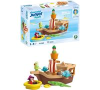 PLAYMOBIL Junior & Disney, Peter Pans Pirata Barco, Juguete sostenible a Partir de 1 año, Regalo para niños pequeños, Promueve Las Habilidades motoras y el Juego de rol, Barco Pirata con Figuras