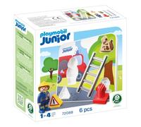 PLAYMOBIL | Junior | Puzle de Bomberos | Puzle de Madera con Bombero, Gato y Accesorios | para niños a Partir de 4 años | 72088