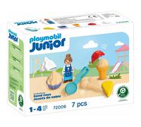 Playmobil Junior Sand Ice Cream Shop - Beach Toy Set for Toddlers, Sand Moulds &