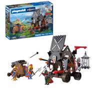 PLAYMOBIL | Knights | Torre de Asalto de los Caballeros del Dragón | Torre de asedio con ariete, balista, Jaula y 4 Caballeros | para niños a Partir de 4 años | 72210