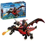 PLAYMOBIL Knights Zwarte draak Grote vuurdraak met schietfunctie en ridder