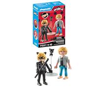PLAYMOBIL Miraculous 71337 Miraculous: Adrien & Cat Noir, Aventura heroica, Incluyendo a Kwami Plagg, Aventuras con Ladybug, Juegos de rol Divertidos, Juguetes para niños a Partir de 4 años