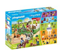 PLAYMOBIL My Figures 70978 Rancho de Caballos, 6 Figuras de Juego con más de 1000 Combinaciones posibles, Juguetes de Caballos para niños a Partir de 5 años