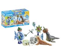 PLAYMOBIL myLife 71448 Cuidador con Animales, Fiesta de cumpleaños con Dos focas y una cría de Foca, Juego de Roles imaginativo, Juguetes para niños a Partir de 4 años