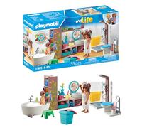 PLAYMOBIL myLife 71611 Baño, Incluye Dos Figuras y numerosos Accesorios, Hechos de más del 80% de Materiales reciclados y de Base biológica, Juguetes para niños y niñas a Partir de 4 años