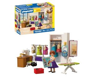 PLAYMOBIL MyLife Diseñadora de Moda | Taller de Costura con máquina de Coser y 6 Conjuntos | Fomenta la Creatividad | Juguete para niños a Partir de 4 años | 72082