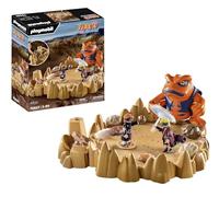 PLAYMOBIL Naruto Shippuden 70667 Naruto vs. Pain, Emocionante Batalla con la Placa Base del cráter y el Sapo Gigante Gamakichi, Juguetes para niños a Partir de 5 años