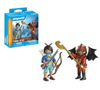 Playmobil Duo Pack Knight Novelmore Contra Raider Burnham, 15 Piezas, con Armas y Accesorios