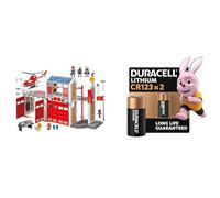 PLAYMOBIL Parque Bomberos, Efectos Sonido, 4+ años, 9462, & Duracell CR123 Litio 2 Unidades