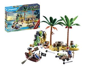PLAYMOBIL Pirates 70962 Promo Pack Isla del Tesoro Pirata con Esqueleto y cañón de Disparo, Juguete para niños a Partir de 4 años