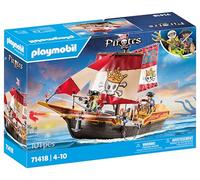 PLAYMOBIL Pirates 71418 Barco Pirata, emocionantes Aventuras en Alta mar, con Accesorios completos como un telescopio, brújula y cañones, Juguetes para niños a Partir de 4 años