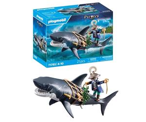 PLAYMOBIL | Pirates | Peligro con el tiburón Gigante | Juguete Pirata | Figuras de Juguete | Juguete para niños y niñas a Partir de 4 años | 71793