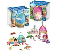 PLAYMOBIL Set de Huevos Sorpresa Princesa y Playa | 2 Huevos con Figuras y Accesorios | Mini Mundos para Construir | Reutilizable como Hucha | Regalo de Pascua para Niños a Partir de 4 Años | 210448