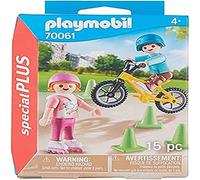 PLAYMOBIL Special Plus Especial Niños Bici y Patines, Color carbón (70061)