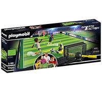 PLAYMOBIL Sports y Action 71120 Campo de fútbol, Futbolín para niños, 2 porteros, 2 futbolistas con función de Patada, 3 balones de futbolín, Juguetes para niños a Partir de 5 años